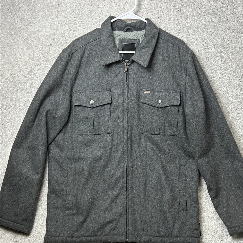Rip Curl Charcoal Wool Observer Military Jacket Sherpa interior XL - Picture 2 of 6